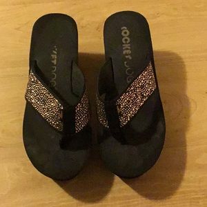 Rocket Dog Diver-eclipse black wedge sandal